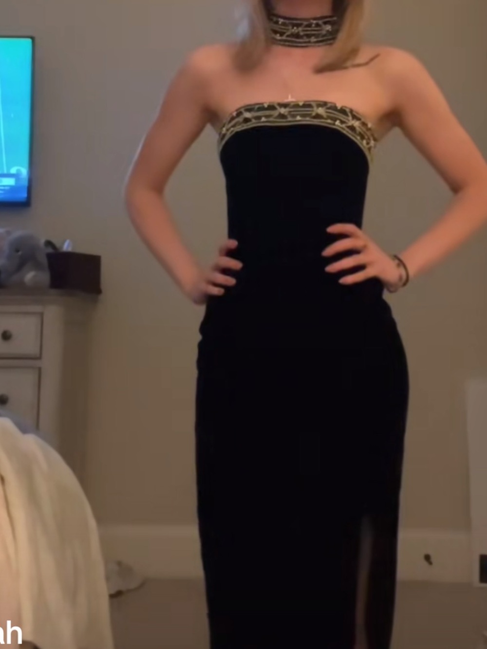 Jessica McClintock Gunne Sax Vintage 90’s Black Velvet Sequined Evening Gown